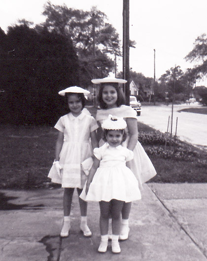 Our Easter parade outside Granny and PawPaw's, 1960